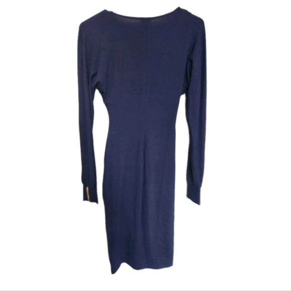 Cache Faux Wrap Long Sleeve Bodycon Dress Size XS Navy Blue - Picture 4 of 9